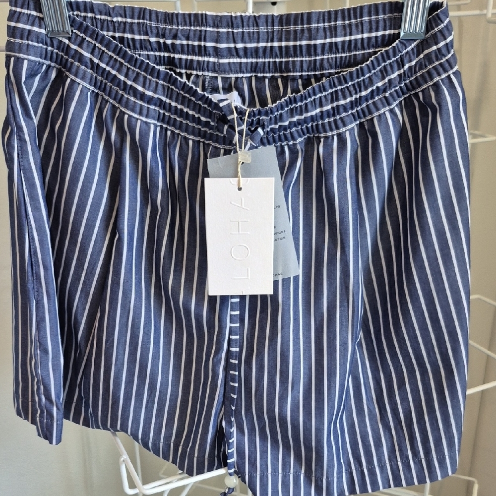 Women's Blue & White Striped Shorts